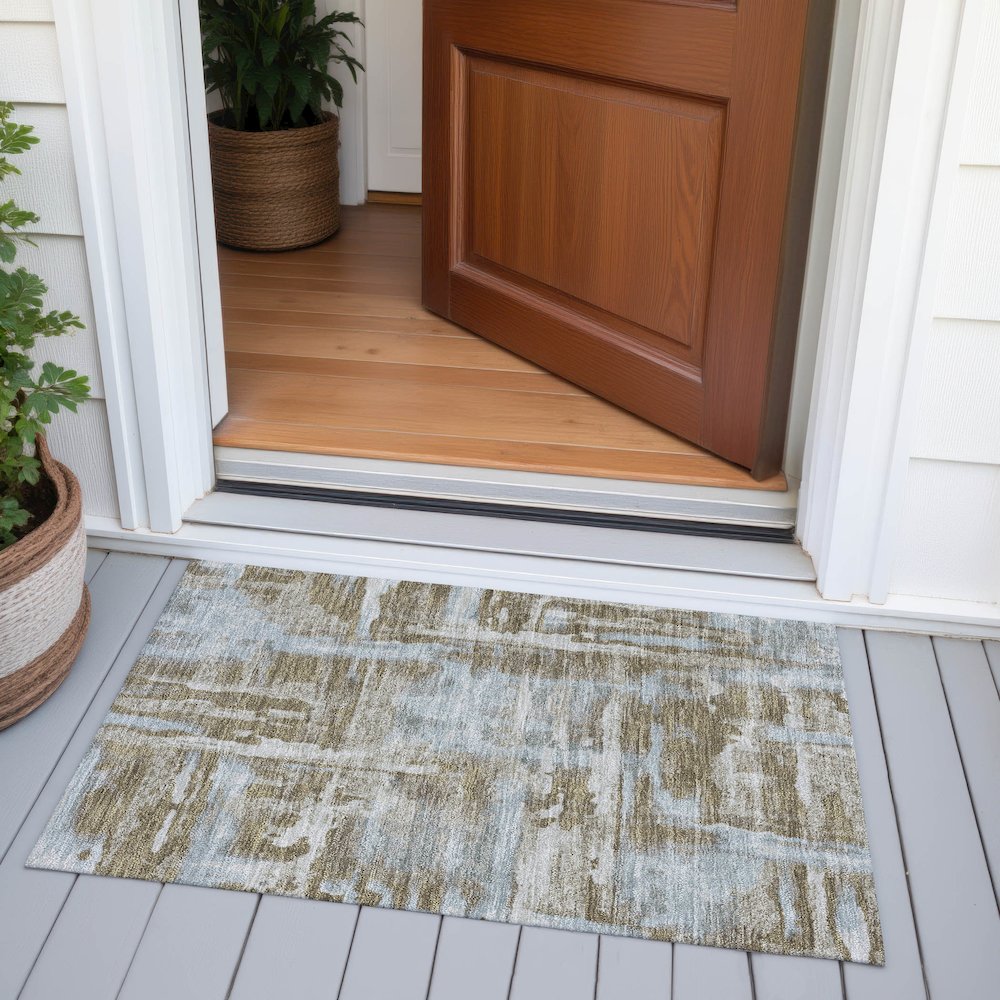 Machine Washable Indoor/Outdoor Chantille ACN2015 Brown 1'8" x 2'6" Rug