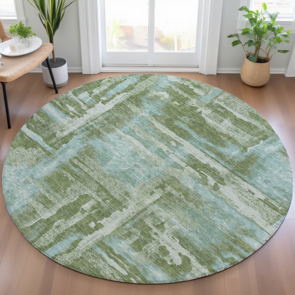 Machine Washable Indoor/Outdoor Chantille ACN2015 Cactus 8' x 8' Round Rug