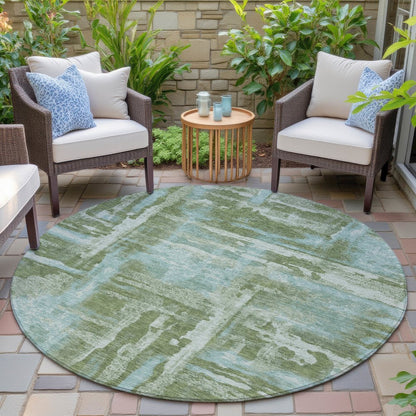 Machine Washable Indoor/Outdoor Chantille ACN2015 Cactus 8' x 8' Round Rug