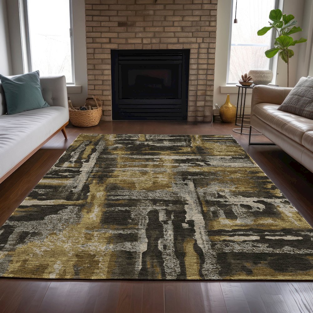 Machine Washable Indoor/Outdoor Chantille ACN2015 Coffee 2'6" x 3'10" Rug