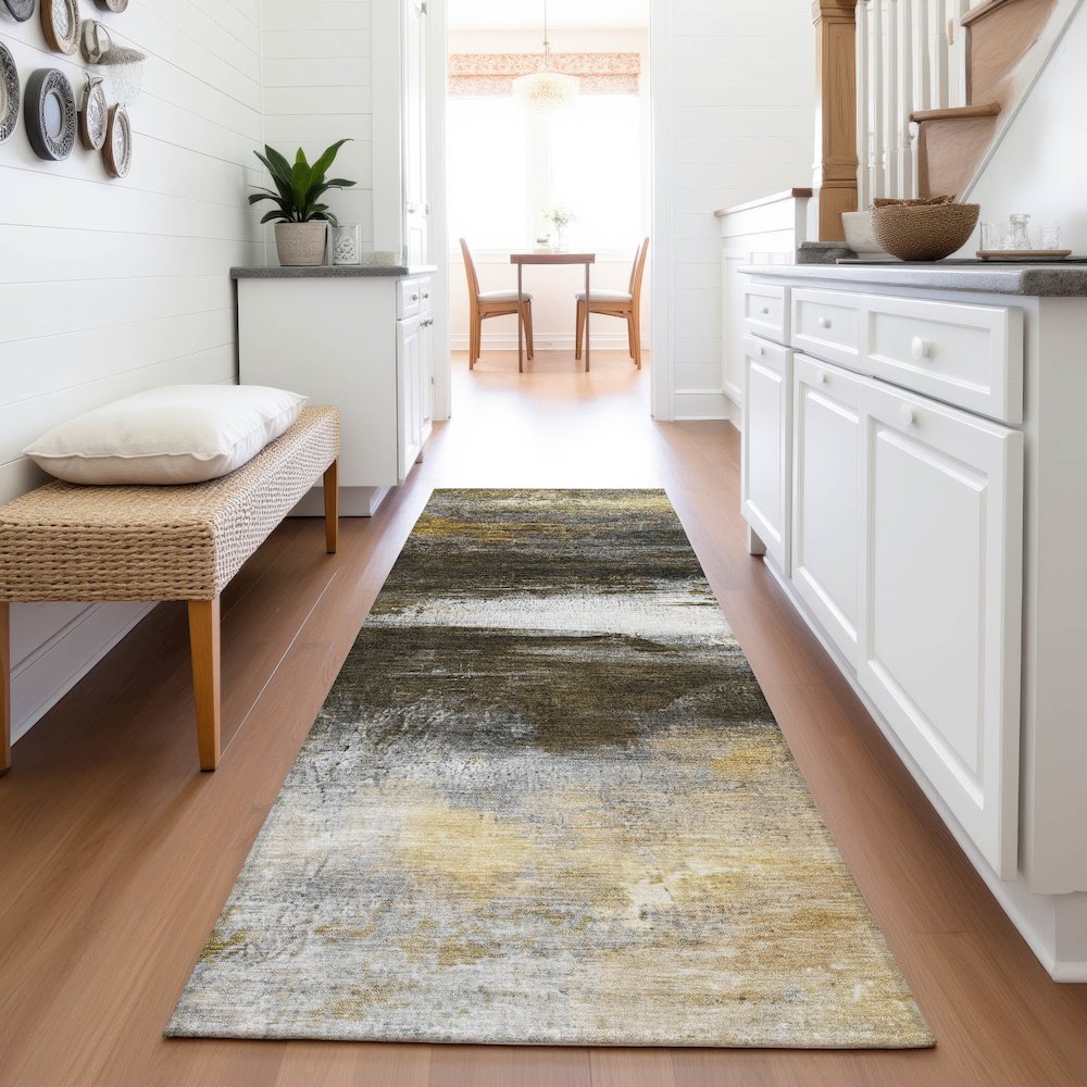 Machine Washable Indoor/Outdoor Chantille ACN2016 Chocolate 2'3"x7'6" Runner Rug