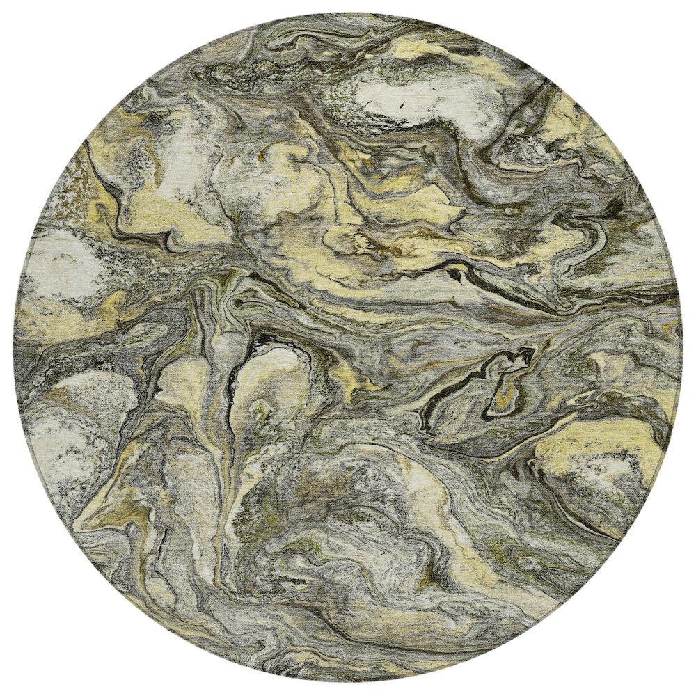 Machine Washable Indoor/Outdoor Chantille ACN2017 Pewter 8' x 8' Round Rug