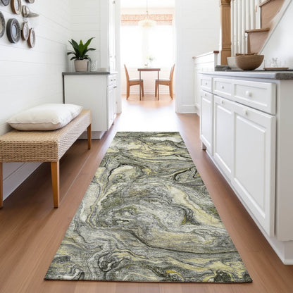 Machine Washable Indoor/Outdoor Chantille ACN2017 Pewter 2'3" x 7'6" Runner Rug