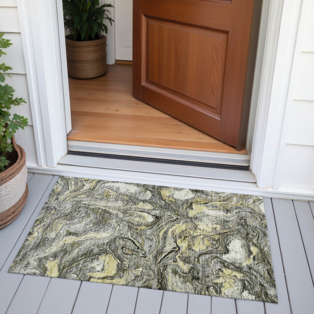 Machine Washable Indoor/Outdoor Chantille ACN2017 Pewter 1'8" x 2'6" Rug