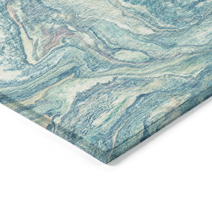 Machine Washable Indoor/Outdoor Chantille ACN2017 Teal 1'8" x 2'6" Rug