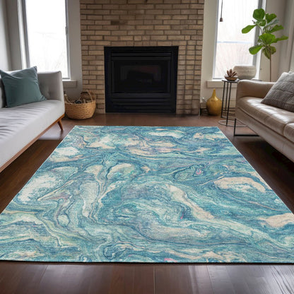 Machine Washable Indoor/Outdoor Chantille ACN2017 Teal 2'6" x 3'10" Rug