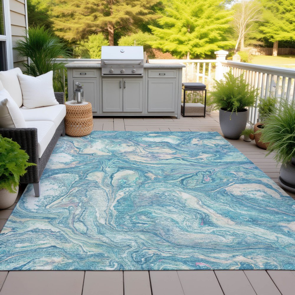 Machine Washable Indoor/Outdoor Chantille ACN2017 Teal 2'6" x 3'10" Rug
