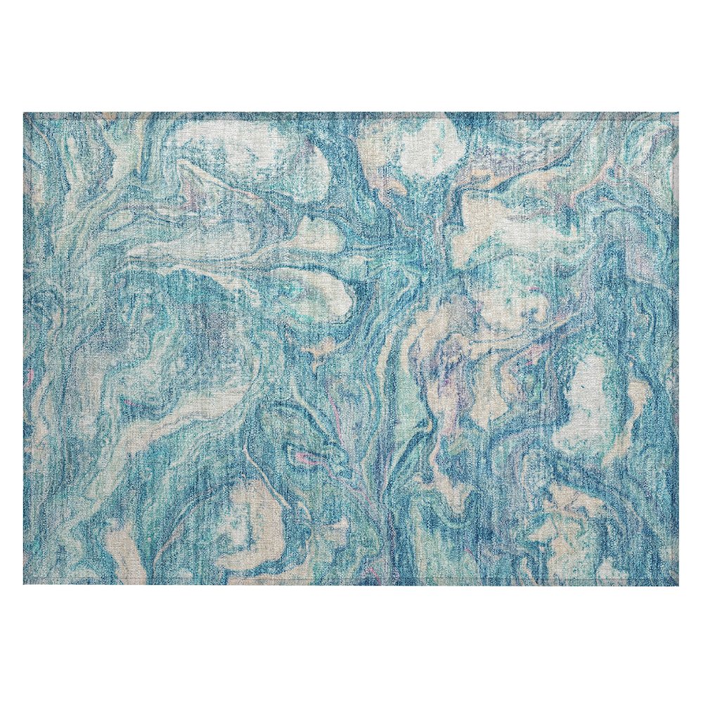Machine Washable Indoor/Outdoor Chantille ACN2017 Teal 1'8" x 2'6" Rug