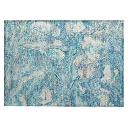 Machine Washable Indoor/Outdoor Chantille ACN2017 Teal 1'8" x 2'6" Rug