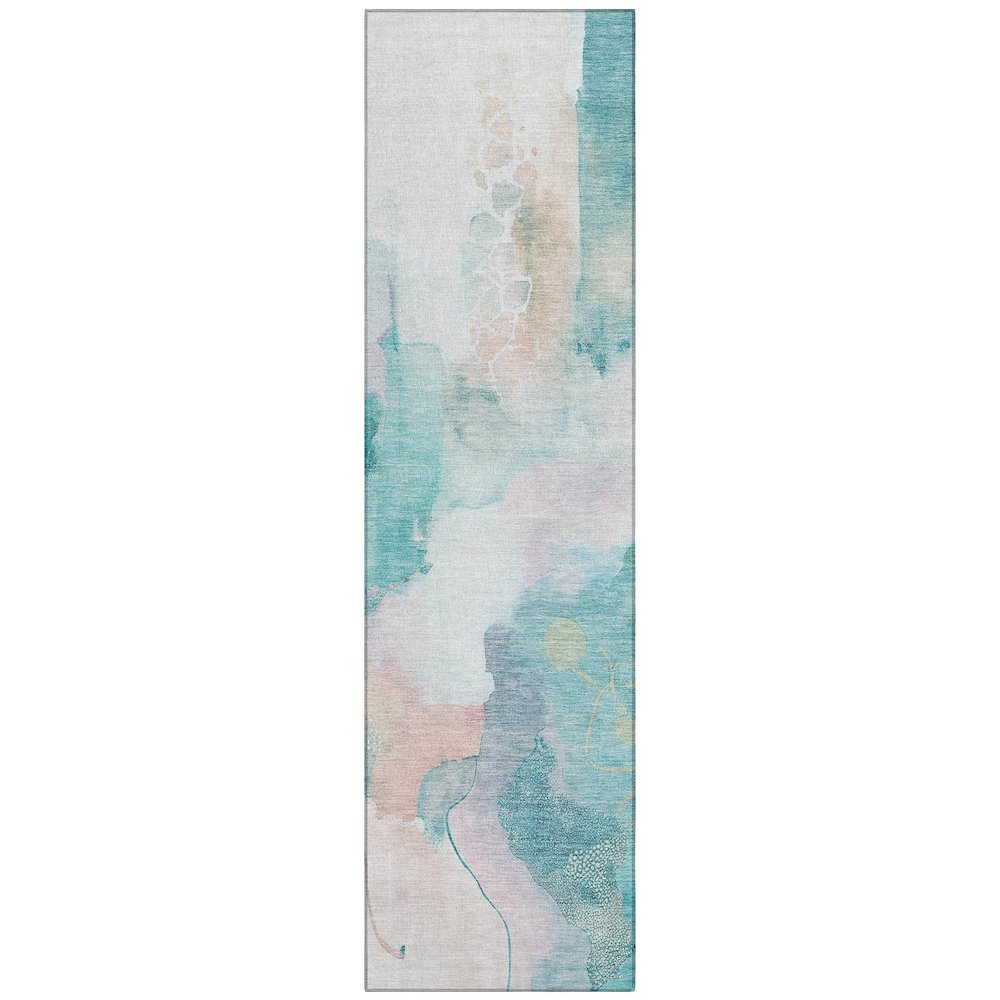 Machine Washable Indoor/Outdoor Chantille ACN2019 Turquoise 2'3"x7'6" Runner Rug