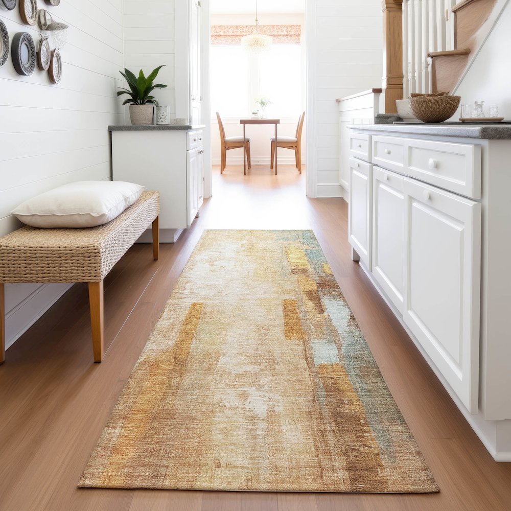 Machine Washable Indoor/Outdoor Chantille ACN2020 Copper 2'3" x 7'6" Runner Rug