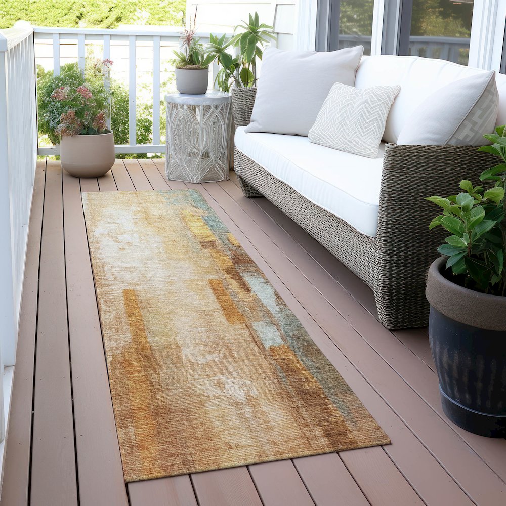 Machine Washable Indoor/Outdoor Chantille ACN2020 Copper 2'3" x 7'6" Runner Rug