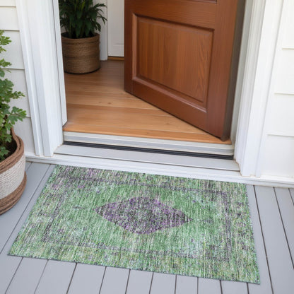 Machine Washable Indoor/Outdoor Chantille ACN2021 Lime 1'8" x 2'6" Rug