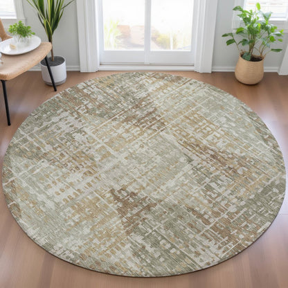 Machine Washable Indoor/Outdoor Chantille ACN2026 Aloe 8' x 8' Round Rug
