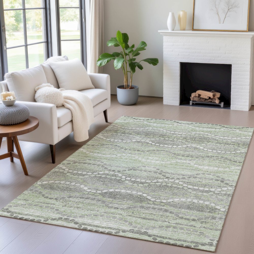 Machine Washable Indoor/Outdoor Chantille ACN2030 Green 2'6" x 3'10" Rug
