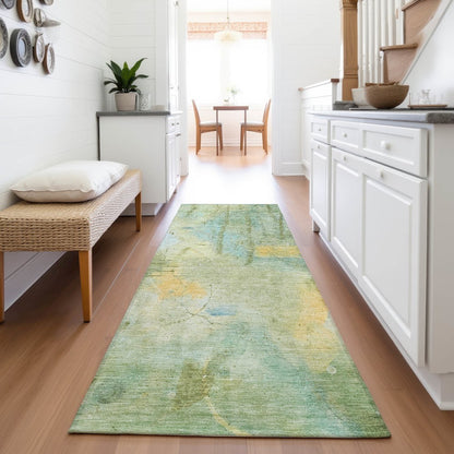 Machine Washable Indoor/Outdoor Chantille ACN2032 Sage 2'3" x 7'6" Runner Rug