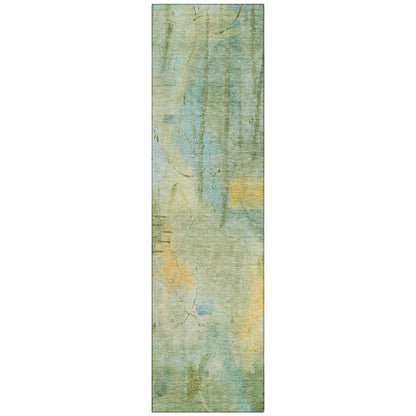 Machine Washable Indoor/Outdoor Chantille ACN2032 Sage 2'3" x 7'6" Runner Rug