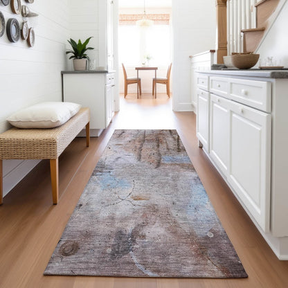 Machine Washable Indoor/Outdoor Chantille ACN2032 Taupe 2'3" x 7'6" Runner Rug