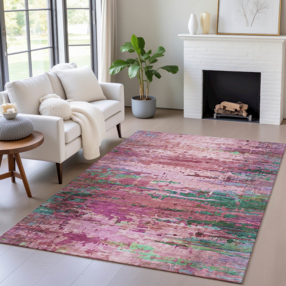 Machine Washable Indoor/Outdoor Chantille ACN2035 Pink 2'6" x 3'10" Rug
