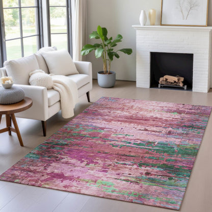 Machine Washable Indoor/Outdoor Chantille ACN2035 Pink 2'6" x 3'10" Rug