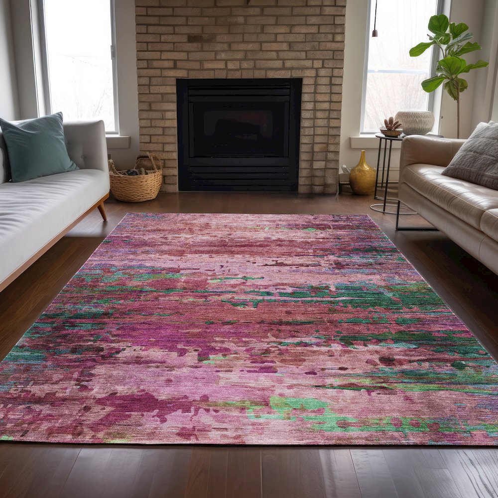 Machine Washable Indoor/Outdoor Chantille ACN2035 Pink 2'6" x 3'10" Rug