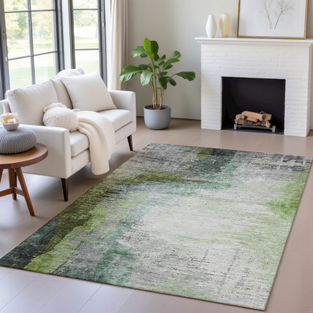 Machine Washable Indoor/Outdoor Chantille ACN2041 Green 2'6" x 3'10" Rug