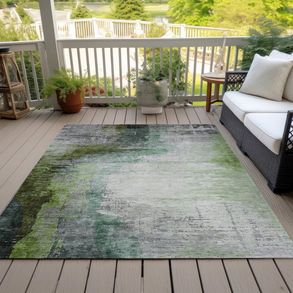 Machine Washable Indoor/Outdoor Chantille ACN2041 Green 2'6" x 3'10" Rug