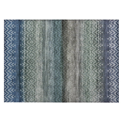 Machine Washable Indoor/Outdoor Chantille ACN2042 Blue 1'8" x 2'6" Rug