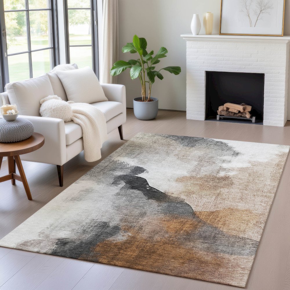 Machine Washable Indoor/Outdoor Chantille ACN2043 Paprika 2'6" x 3'10" Rug