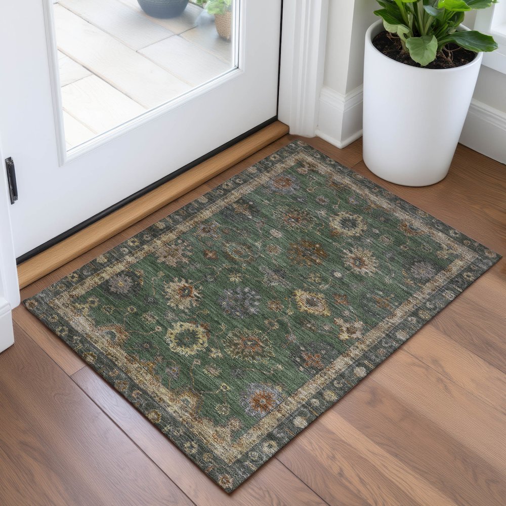 Machine Washable Indoor/Outdoor Chantille ACN2045 Fern 1'8" x 2'6" Rug