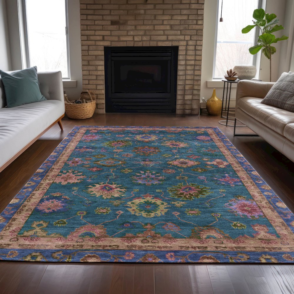 Machine Washable Indoor/Outdoor Chantille ACN2046 Teal 2'6" x 3'10" Rug