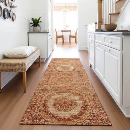 Machine Washable Indoor/Outdoor Chantille ACN2050 Terracotta 2'3"x7'6"Runner Rug