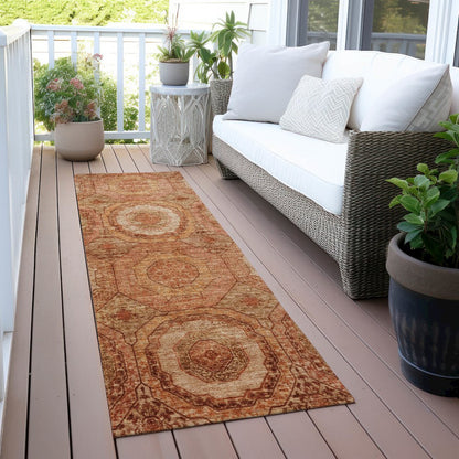Machine Washable Indoor/Outdoor Chantille ACN2050 Terracotta 2'3"x7'6"Runner Rug