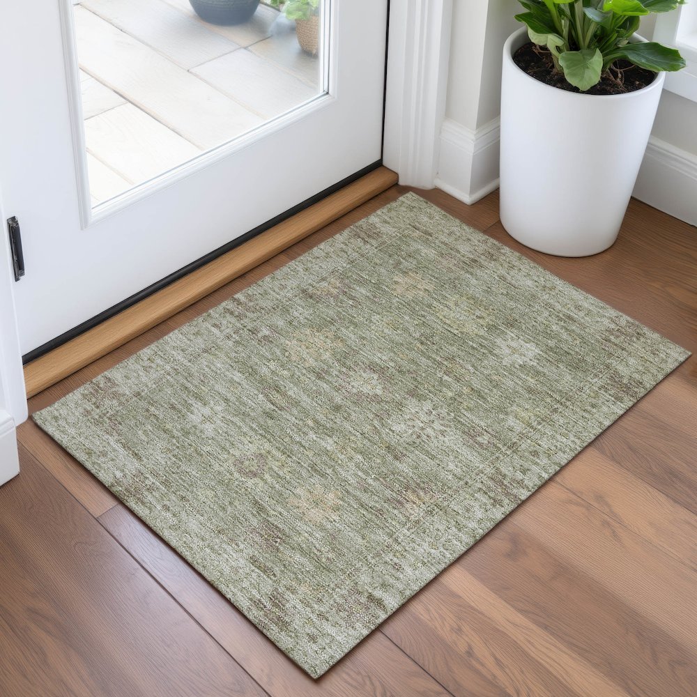 Machine Washable Indoor/Outdoor Chantille ACN2051 Sage 1'8" x 2'6" Rug