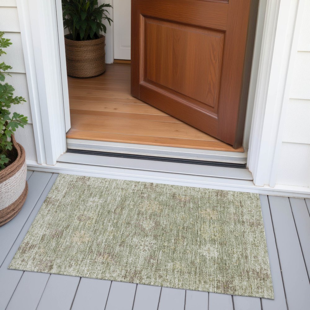 Machine Washable Indoor/Outdoor Chantille ACN2051 Sage 1'8" x 2'6" Rug