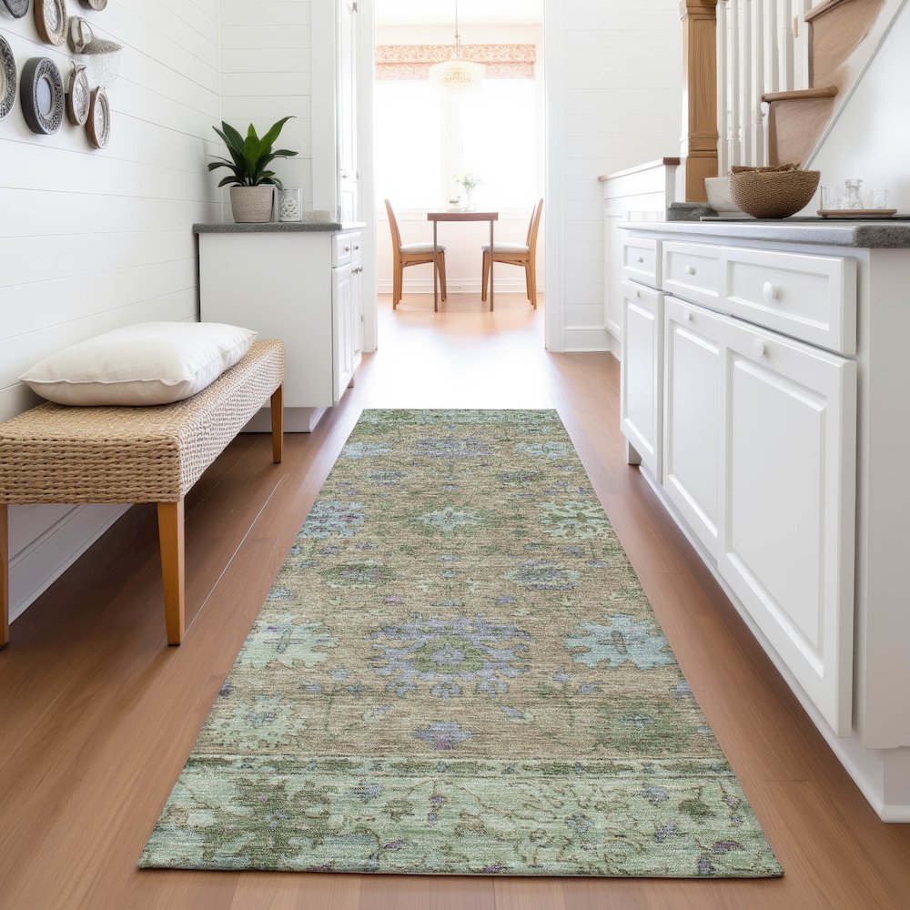 Machine Washable Indoor/Outdoor Chantille ACN2052 Brown 2'3" x 7'6" Runner Rug