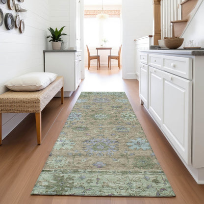 Machine Washable Indoor/Outdoor Chantille ACN2052 Brown 2'3" x 7'6" Runner Rug