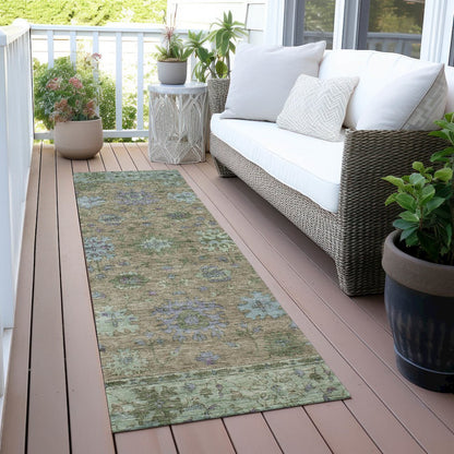 Machine Washable Indoor/Outdoor Chantille ACN2052 Brown 2'3" x 7'6" Runner Rug