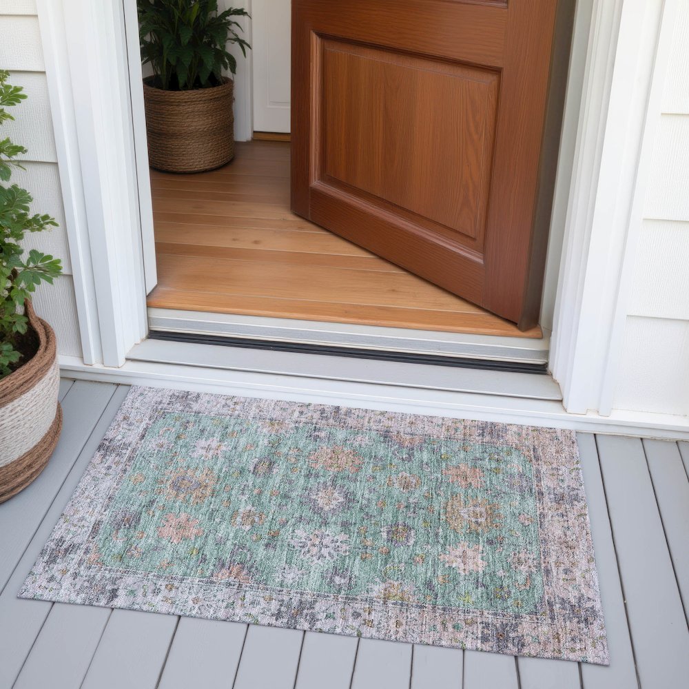 Machine Washable Indoor/Outdoor Chantille ACN2052 Mint 1'8" x 2'6" Rug