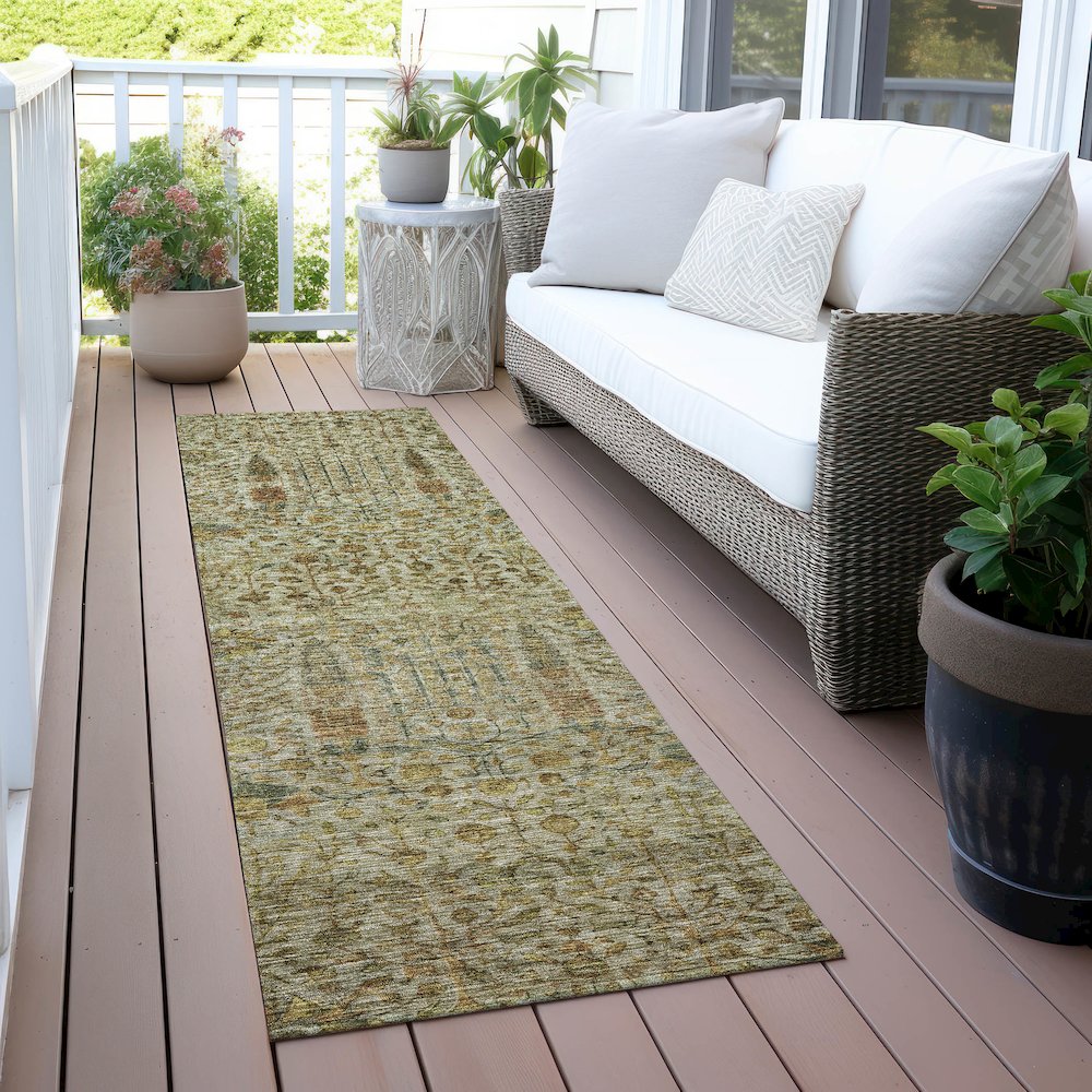Machine Washable Indoor/Outdoor Chantille ACN2053 Wheat 2'3" x 7'6" Runner Rug