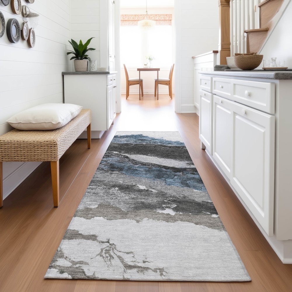 Machine Washable Indoor/Outdoor Chantille ACN2054 Pewter 2'3" x 7'6" Runner Rug