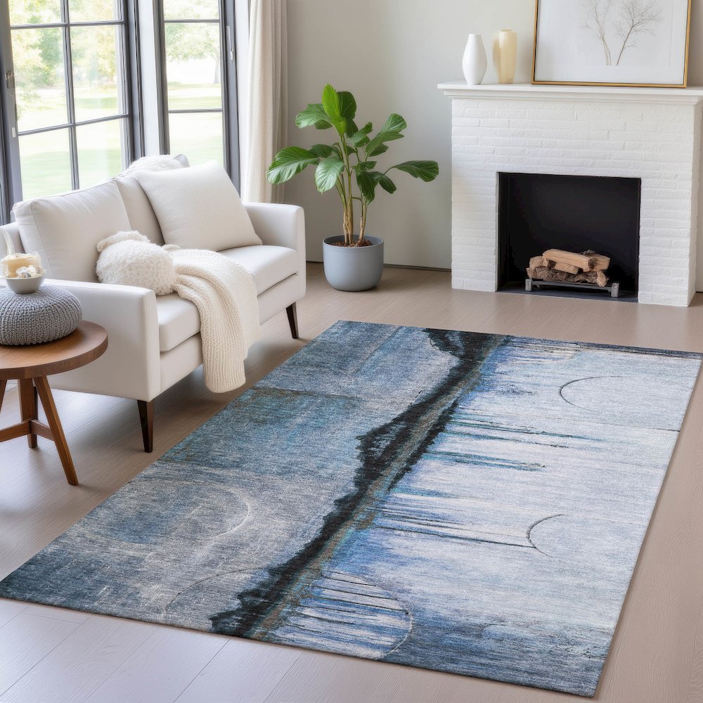 Machine Washable Indoor/Outdoor Chantille ACN2059 Blue 2'6" x 3'10" Rug