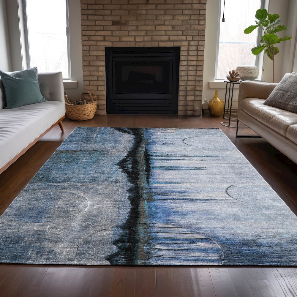 Machine Washable Indoor/Outdoor Chantille ACN2059 Blue 2'6" x 3'10" Rug