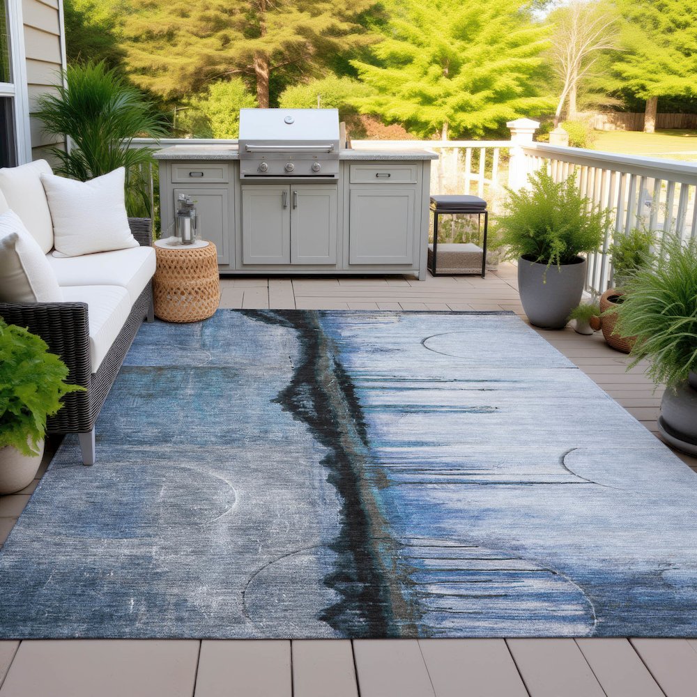 Machine Washable Indoor/Outdoor Chantille ACN2059 Blue 2'6" x 3'10" Rug