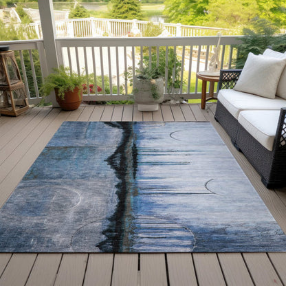 Machine Washable Indoor/Outdoor Chantille ACN2059 Blue 2'6" x 3'10" Rug