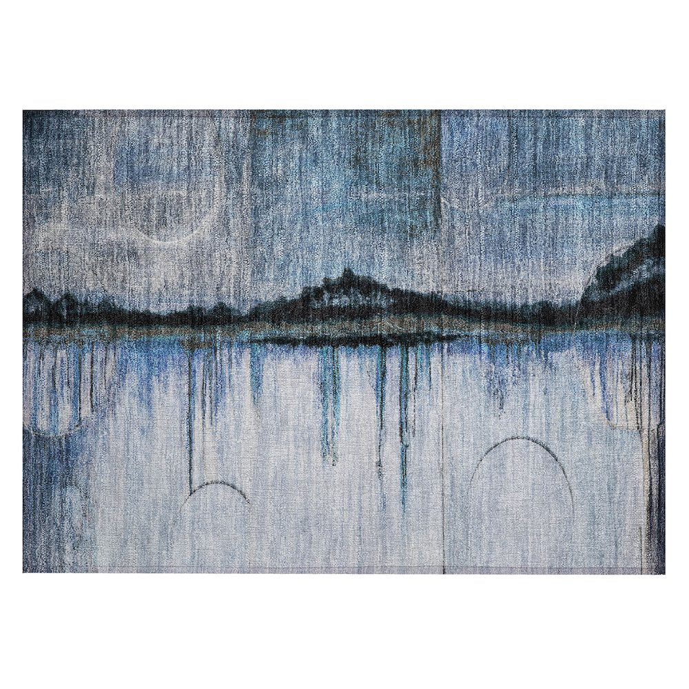Machine Washable Indoor/Outdoor Chantille ACN2059 Blue 1'8" x 2'6" Rug
