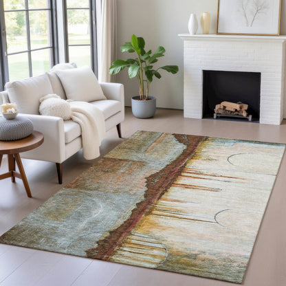 Machine Washable Indoor/Outdoor Chantille ACN2059 Rust 2'6" x 3'10" Rug