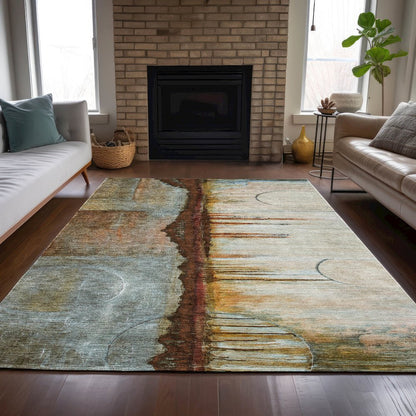 Machine Washable Indoor/Outdoor Chantille ACN2059 Rust 2'6" x 3'10" Rug