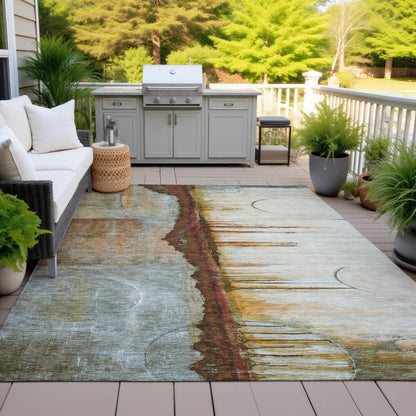 Machine Washable Indoor/Outdoor Chantille ACN2059 Rust 2'6" x 3'10" Rug