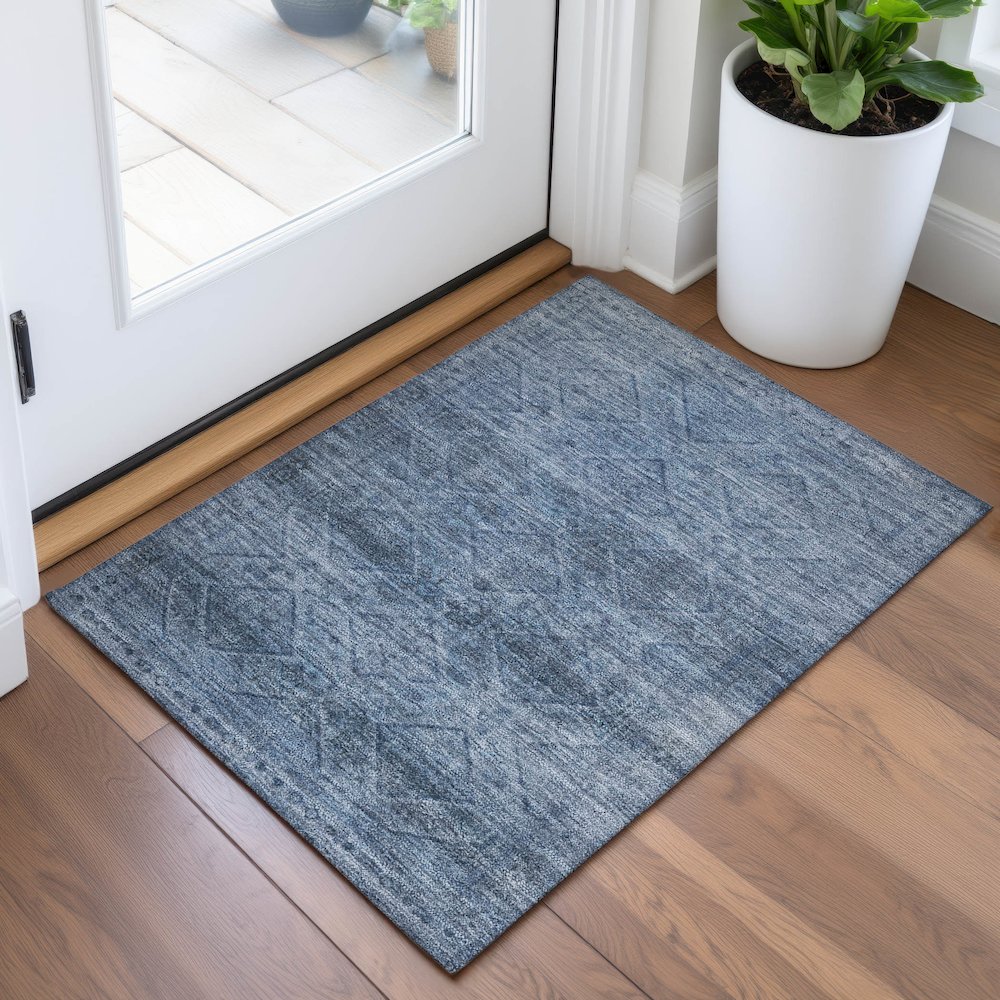 Machine Washable Indoor/Outdoor Chantille ACN2060 Blue 1'8" x 2'6" Rug